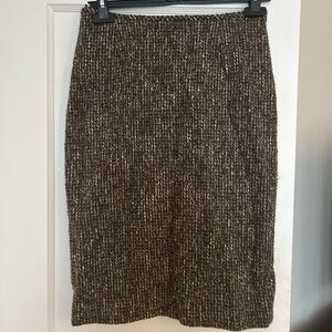 HP! X2✨ Textured Tweed Midi Skirt | Neutral Brown Size 4